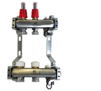 Блок коллекторный Gekon 1 со сливными кранами и воздухоотводчиками 2 выхода 3/4 EK GK 72102