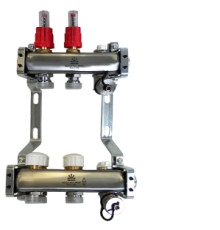 Блок коллекторный Gekon 1 со сливными кранами и воздухоотводчиками 2 выхода 3/4 EK GK 72102