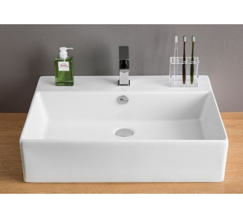 Раковина накладная/подвесная Artceram QUADRO 650х480 мм с отверстием под смеситель с переливом белый глянцевый QUL003 01 00