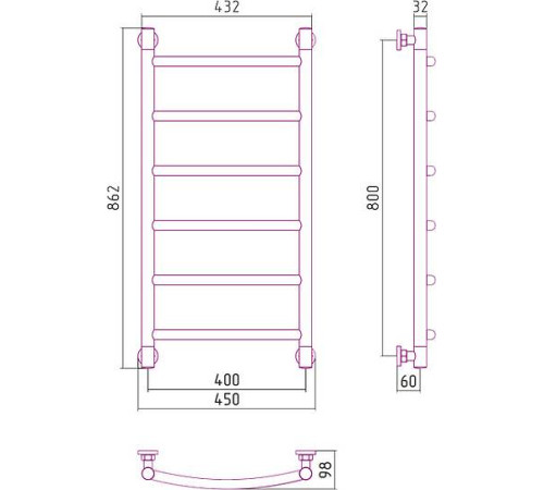 Полотенцесушитель водяной Сунержа Галант+ 800x400 мм полированная сталь 00-0200-8040