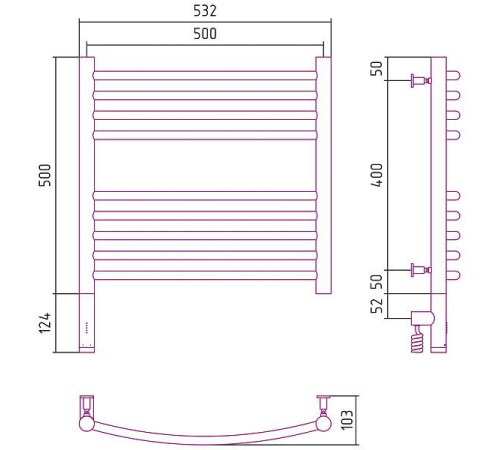 Полотенцесушитель электрический Сунержа Богема 3.0 500x500 мм левый темный титан муар 15-5802-5050