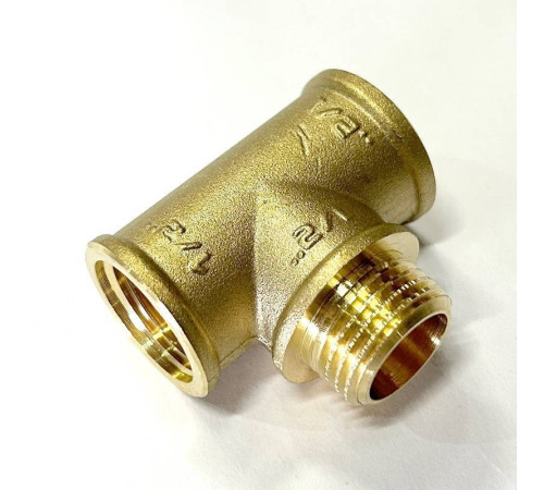 Тройник резьбовой LD 1/2 ВНВ латунный LD.65.521.15
