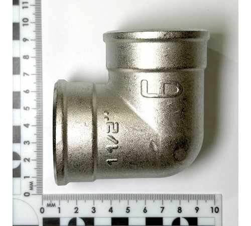 Угол резьбовой 90° ВВ LD Pride 1 1/2 никелированная латунь LD.67.512.40