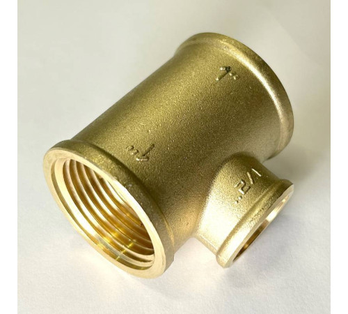 Тройник резьбовой переходной LD 1x1/2x1 ВВВ латунь никелированная LD.67.523.25x15x25