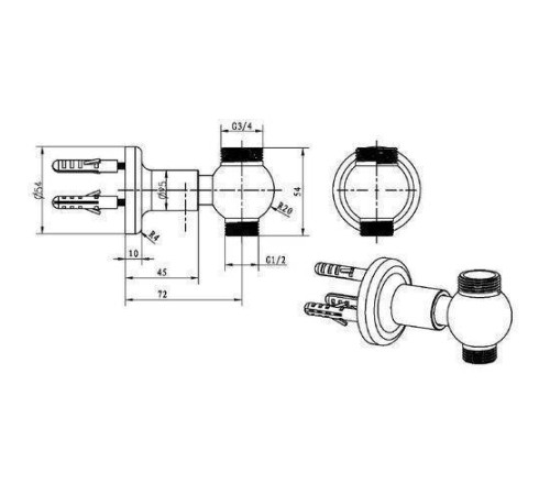 Штуцер для душевой стойки Boheme Medici бронза 613