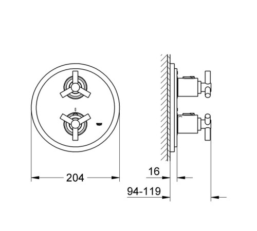 Термостат для душа встраиваемый GROHE Atrio Ypsilon хром 19394000
