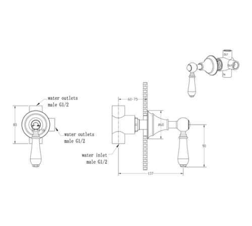 Дайвертер Boheme Medici встраиваемый бронза 622