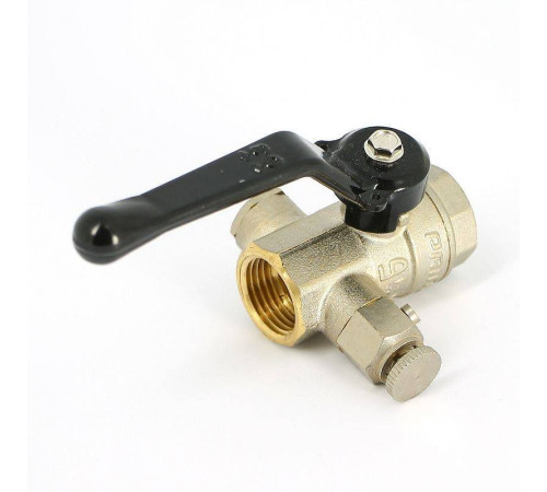 Кран шаровой LD Pride 44.345.15 с дренажным вентилем 1/2 ВР/ВР рычаг 44.345.15