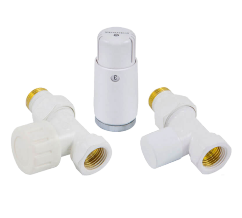 Комплект подключения радиаторный прямой Schlosser STANDARD MINI 1/2 с термоголовкой MINI DIAMANT M30x1.5 белый 602200056