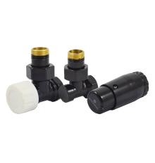 Комплект подключения радиаторный угловой Schlosser STANDARD MINI 1/2 с термоголовкой MINI DIAMANT M30x1.5 RAL 9005 602200055