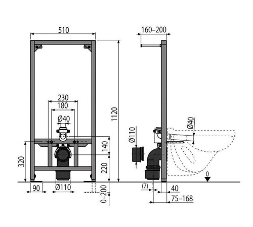Инсталляция для биде Alcaplast A105/1120 112 см