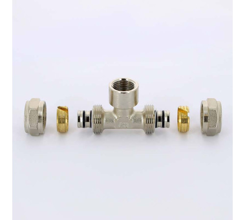 Тройник обжимной Uni-Fitt никелированный 20х3/4х20 ВР 667N7370