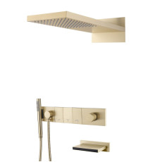 Душевой комплект встраиваемый Boheme Zodiac со смесителем изливом верхним и ручным душем gold 132-2-G