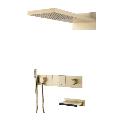 Душевой комплект встраиваемый Boheme Zodiac со смесителем изливом верхним и ручным душем gold 132-2-G