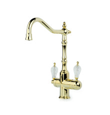 Смеситель для кухни Boheme Kitchen высокий с подключением фильтра золото 112-CRST