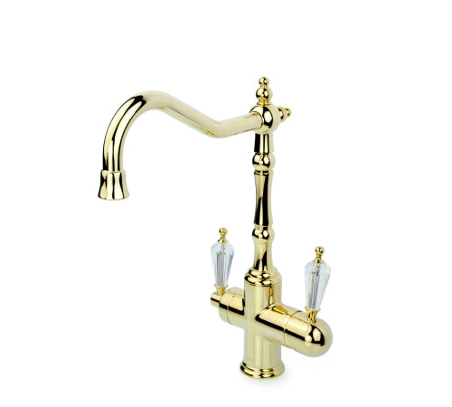 Смеситель для кухни Boheme Kitchen высокий с подключением фильтра золото 112-SW