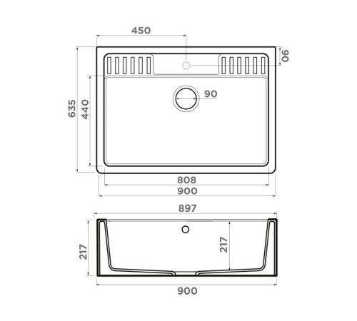 Кухонная мойка Omoikiri Kinokawa 90-GB Artceramic 90x63,5 см графит 4993855