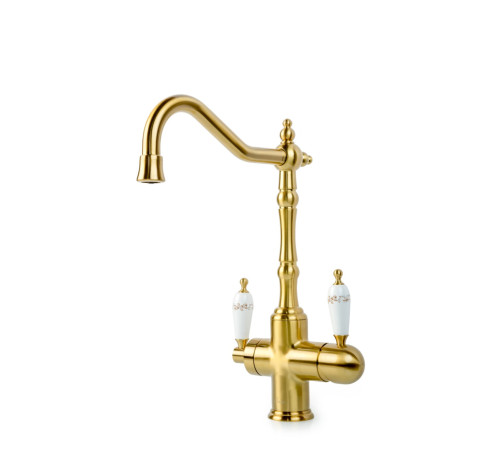 Смеситель для кухни Boheme Kitchen высокий с подключением фильтра бронза 111-PR