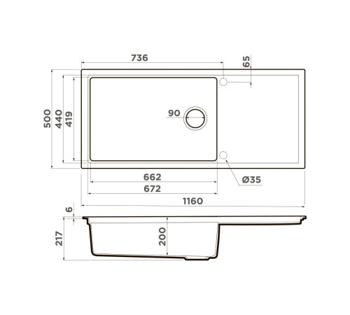 Кухонная мойка Omoikiri Sintesi 116-GB Artceramic 116x50 см графит 4997120