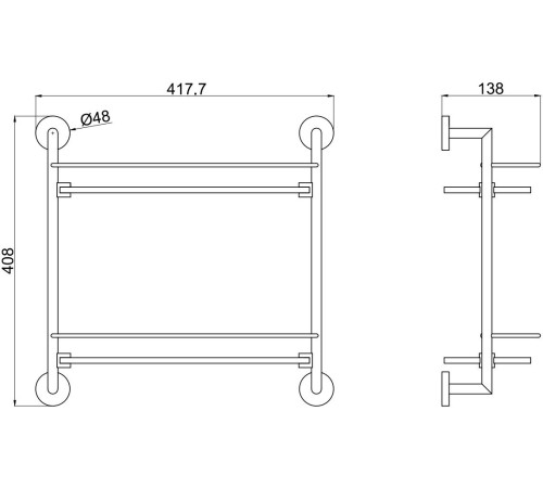 Полка стеклянная подвесная Allen Brau Priority 41.77x13.8x40.8 см графит браш 6.31015-MG