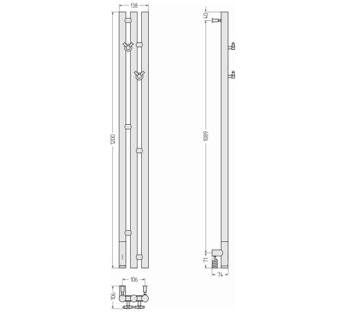 Полотенцесушитель электрический Сунержа Терция 3.0 13.8x120 см левый без покрытия 00-5844-1211
