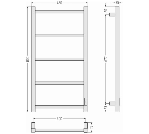 Полотенцесушитель электрический Стилье Формат 26 43x80 см черный 31526-8040