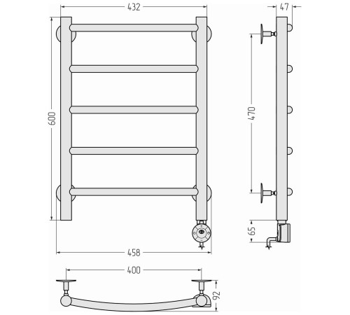 Полотенцесушитель электрический Стилье Формат 12 45.8x66.5 см без покрытия 00512-6040