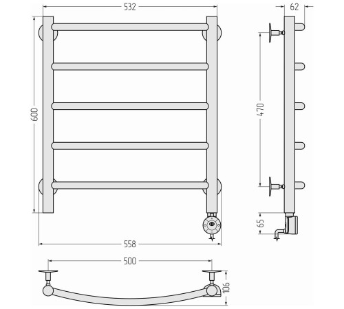 Полотенцесушитель электрический Стилье Формат 12 55.8x66.5 см белый 30512-6050