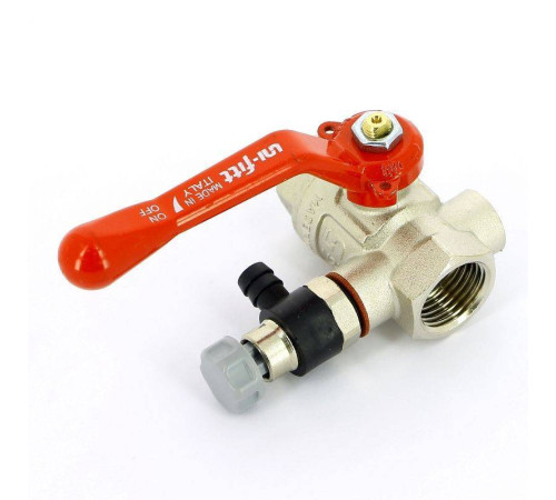 Кран шаровой Uni-Fitt ВВ с дренажным вентилем и заглушкой рычаг 1/2 115L2000