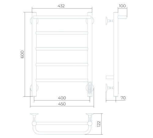 Полотенцесушитель электрический Larusso Прайм КС П5 400x600 мм черный RAL 9005 8523