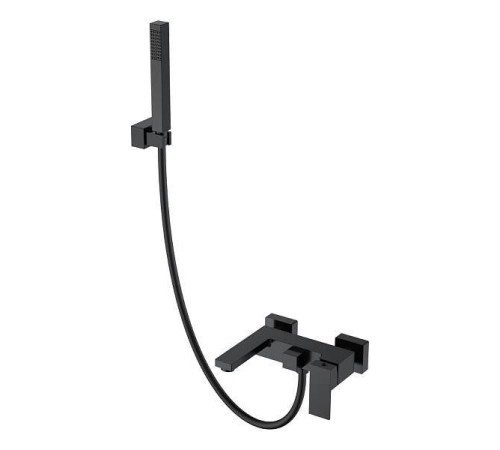 Смеситель для ванны с душем Boheme Qubic настенный черный матовый 473-B