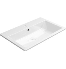 Раковина встраиваемая сверху GSI KUBE X 700x460 мм с 1 отверстием под смеситель белая глянцевая 9437111