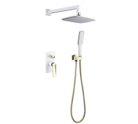 Душевая система Boheme Venturo встраиваемая со смесителем верхним и ручным душем белый глянцевый/золото 384-W