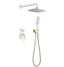 Душевая система Boheme Venturo встраиваемая со смесителем верхним и ручным душем белый глянцевый/золото 384-W