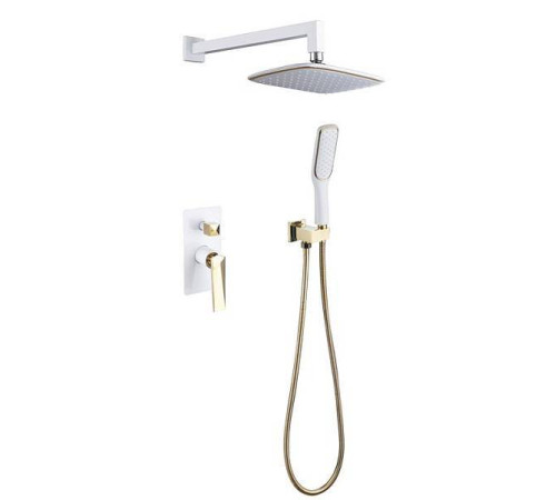 Душевая система Boheme Venturo встраиваемая со смесителем верхним и ручным душем белый глянцевый/золото 384-W