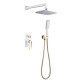 Душевая система Boheme Venturo встраиваемая со смесителем верхним и ручным душем белый глянцевый/золото 384-W