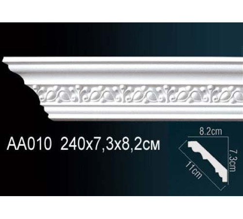 Карниз потолочный Perfect AA010 полиуретановый с орнаментом 73x82x2400 мм AA010