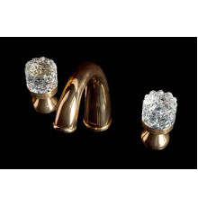 Смеситель для раковины Boheme Crystal на 3 отверстия золото 297-CRST