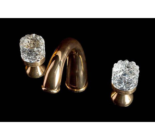 Смеситель для раковины Boheme Crystal на 3 отверстия золото 297-CRST