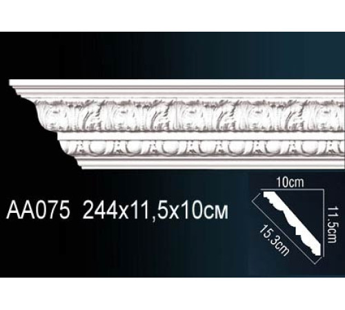 Карниз потолочный полиуретановый Perfect AA075 с рисунком 140x140x2400 мм AA075