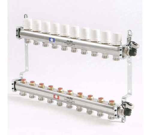 Коллекторная группа из нержавеющей стали Uni-Fitt 315S с регулировочными и термостатическими вентилями 1 x 3/4 EK 10 выходов 451I4310