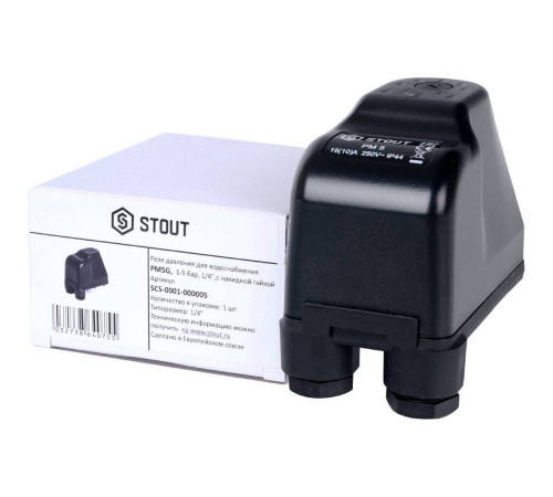 Реле давления для водоснабжения STOUT PM5G 1-5 бар 1/4 с накидной гайкой SCS-0001-000005