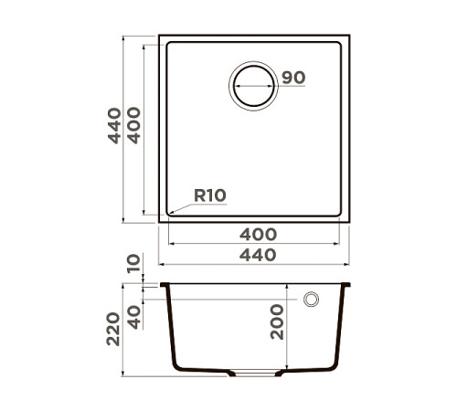 Кухонная мойка Omoikiri Bosen 44-U-WH Tetogranit 44x44 см белый 4993598