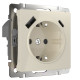 Розетка с заземлением, шторками и USB тип A+C (слоновая кость) W1171703