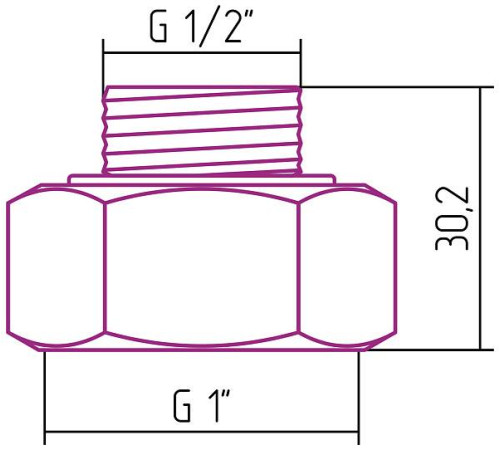 Комплект фитингов прямой Стилье G 1 НГ х G 1/2 НР 2 шт 02100-1012