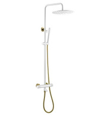 Душевая стойка с верхним душем Boheme Uno 26.5х32х140 см белый/золото 468-T-WG