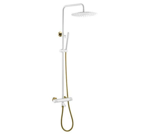 Душевая стойка с верхним душем Boheme Uno 26.5х32х140 см белый/золото 468-T-WG