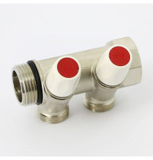 Коллектор с вентилями REHAU Rautitan MX 1х3/4 EK 2 выхода 40 мм никелированный 131644