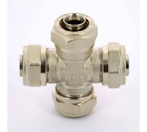 Крестовина обжимная никелированная Uni-Fitt 20 мм 676N7777