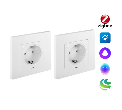 Комплект из двух умных встраиваемых розеток HOMMYN Zigbee 2RKNWOZ01W